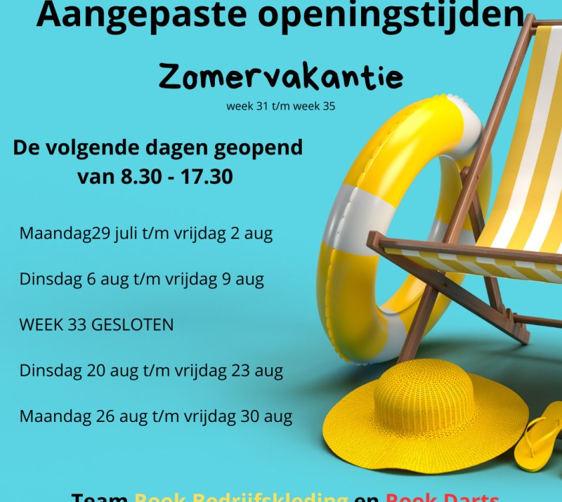 Zomervakantie aangepaste openingstijden